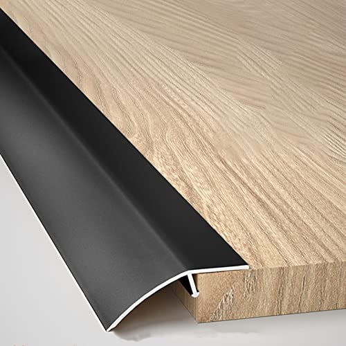 QUSYZD Profilés de Transition pour parquet/stratifié/carrelage, profilé de seuil de 5 cm de Large, Baguette de Finition pour encadrement de Porte, cale cannelée pour Moquette, Noir,Black