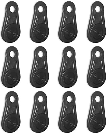 12 Stück Plannenösen Planenspanner Plannenhalter Clip Klemme Planen Halter Ösen Befestigungsclips für Zelt Boots Abdeckplanen Sowie Sonnensegel und Werbebanner (Schwarz)