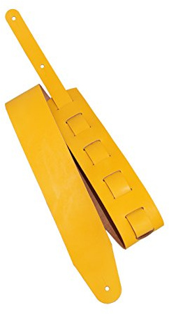 Leder Gitarrengurt 'Pull Up', in 18 Farben, 2 Längen und 3 Breiten, Echtleder, Farbe:gelb, Größe:6cm breit / 90-130cm lang