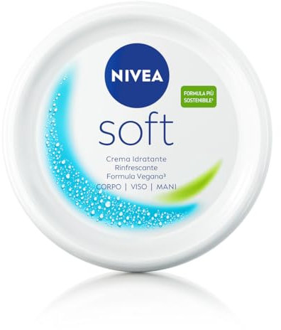NIVEA Soft Crema Idratante Rinfrescante 200 ml, Crema mani, viso e corpo con Vitamina E e Olio di Jojoba, Crema viso multiuso per utilizzo giornaliero