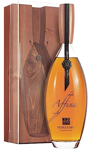 Grappa Affina Riserva Ciliegio Marzadro 1 ℓ, Cassetta di legno