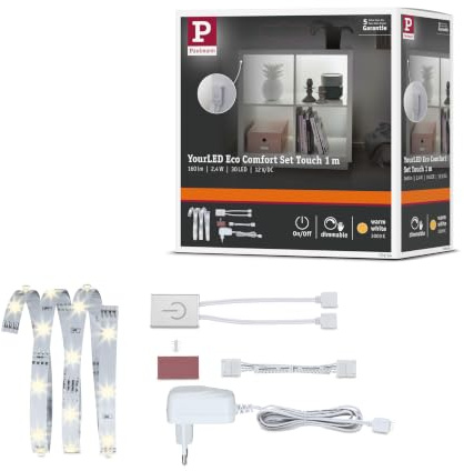 Paulmann 70954 YourLED ECO LED Strip Comfort Set incl. 1x2.4-watt dimmable Lighting Strip White Light Strip Plastic LED Strip 3000 K