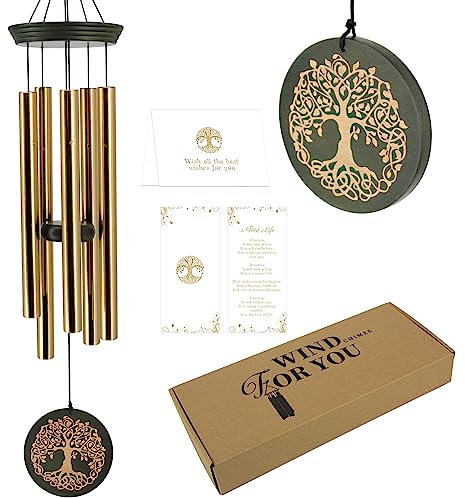 ASTARIN Gedenk-Windspiel für draußen, 61 cm, 6 gestimmte Aluminiumröhren, Elegantes Glockenspiel für Garten, Terrasse, Balkon und Hausgrün