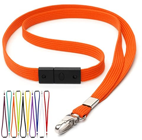 CKB LTD Orange Schlüsselband mit Sicherheitsverschluss Metall-Klipp Für Büro Mitarbeiter Besucher ID Ausweishalter Lanyards Schlüsselbänder Für Namensschilder Umhängebänder Packung mit 10 Stk
