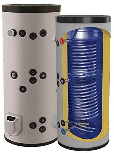 Kombinierter Warmwasserspeicher mit 2 Wärmetauschern - Standspeicher Boiler Kombispeicher Elektrospeicher - in der Größe 300 L Liter und 3-9 kW Elektroheizstab