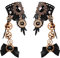 Daimay Gothic Handstulpe mit Brosche Victorian Steampunk Handgelenk Cuff Gear Armband für Hochzeit Braut Halloween Fasching Accessoires - 1 Paar - Schmetterlings Knoten