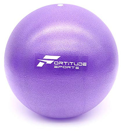 Fortitude Sports Yoga-Ball 25 cm, Mini-Gymnastikball für Pilates, Yoga, Fitness, Stabilität und Physiotherapie, Mini-Pilates-Ball mit aufblasbarem Strohhalm - violett