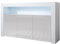 MB Muebles Bonitos, Buffet Aker avec Lumière LED et 3 Portes pour Salon et Salle à Manger, Meuble TV en Mélamine Brillante, Couleur Blanc et Gris, 155x91,5x37 cm