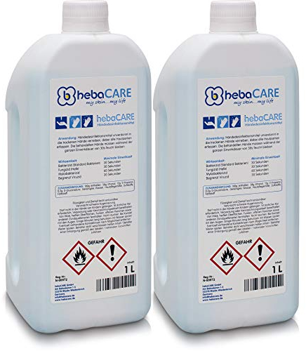 2x 1000ml hebaCARE Desinfektionsmittel Hand - Desinfektionsmittel für Hände - gegen Viren und Bakterien Handdesinfektionsmittel/Handdesinfektion 2 Flaschen (2x 1000ml)