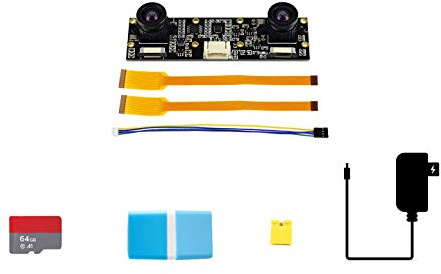 Waveshare Jetson Nano Development Pack (Type D) Designed for Evaluating depth vision/stereo vision Bundle with IMX219-83 Stereo Camera 64GB TF Card Accessories(5 Items)