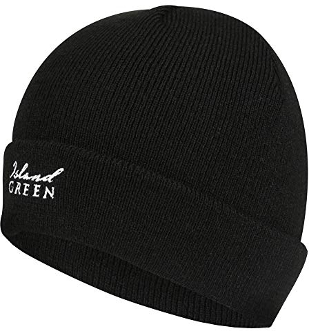 Island Green Insel Grün Mens IGHAT2025 Thermal windundurchlässige Block-Farben-Beanie-Hut-Kappe, Schwarz, Einheitsgröße