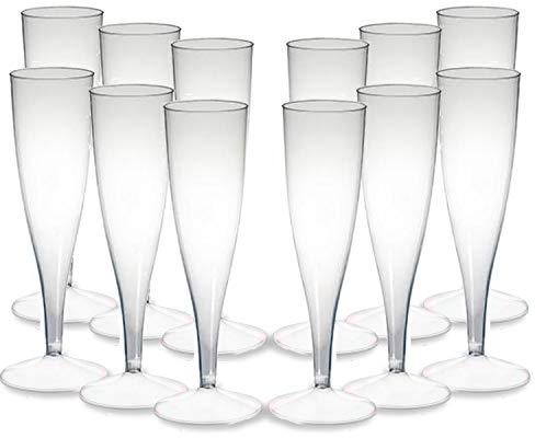 Lizzy Reusable Champagne Flutes | Pack of 12 | Disposable Plastic Champagne Glasses 100ml