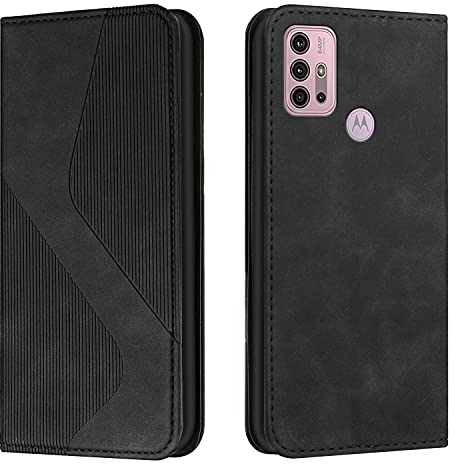 NEXCURIO Handy Hülle für Motorola Moto G30 / G20 / G10 Handyhülle mit Kartenfäch Klapphülle Klappbar Schutzhülle Leder Flip Wallet Case Cover Tasche Handytasche Stoßfeste - Schwarz