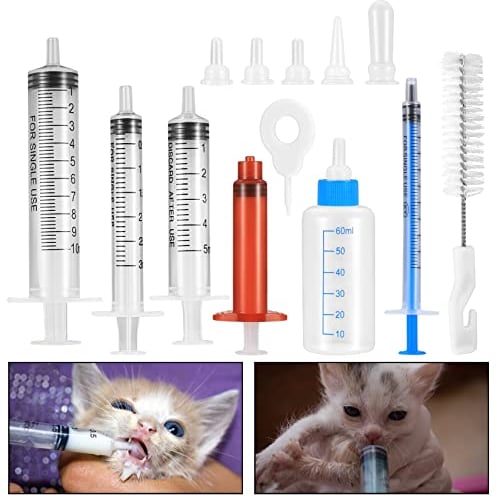 GOTRUST Pet Syringe Feeding Kit, Puppy Nursing Kit, Kitten Feeding Bottle Squeeze Liquid Cat Nursing Bottle, Newborn Pet Feeder for Puppy Cat Dog Kitten Small Mammal Newborn Animal