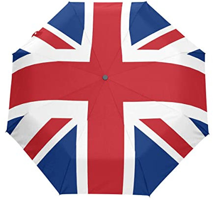 British Flag Automatic Open Close Foldable Travel Umbrella