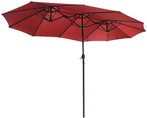 JYCCH Doppel Sonnenschirme Terrasse Balkon Sonnenschirm groß |4,4 * 2,65 * Höhe 2,6m | Schutz/mit Kurbel, für Strand/Garten/Terrasse/Pavillon - ohne Sockel (rot)
