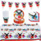 Vaisselle de Fête 62 Pièces,Anniversaire Vaisselle,Anniversaire Décorations,Plate,Drapeau Triangulaire,Serviette en Papier,Tasse,Nappe,pour Anniversaires Fêtes de Garçons Filles