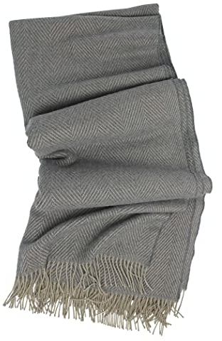 Rotfuchs Decke Wolldecke Kuscheldecke Plaid Wohndecke Fischgrat hellgrau 100% Wolle (Merino)