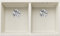 BLANCO SUBLINE 350/350-U Fregadero de granito de granito de color blanco suave, tipo de montaje: bajo encimera, para armarios inferiores de 80 cm de ancho, forma de lavabo 2 en 1: dos cuencas, un