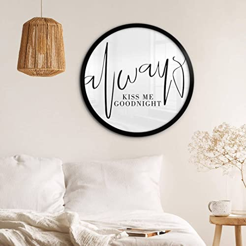 K&L Wall Art Schlafzimmer Wandbild Schriftzug Kiss me Goodnight Poster Rund Deko Buchstaben Vintage Zitat Boho