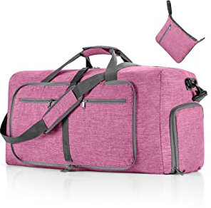 CORIOS Sac de Voyage 85L Pliable avec Compartiment à Chaussures - Weekend/Sport/Fitness/Hôpital - Grande Capacité pour Hommes/Femmes - Oxford à Bandoulière - Violet Clair