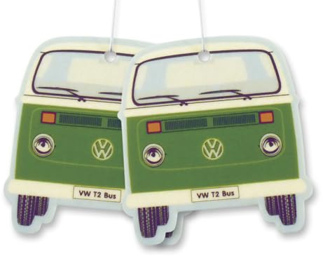 BRISA VW Collection - Volkswagen T2 Bulli Bus Luft-Erfrischer, Duft-Spender, Duft-Baum fürs Auto/KFZ (Green Tea/Grün/2ER Set)