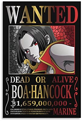 One Piece Wanted Poster Boa Hancock, Leinwand-Kunstposter und Wandkunst, Bild, Druck, moderne Familiendekoration, Poster, 30 x 45 cm