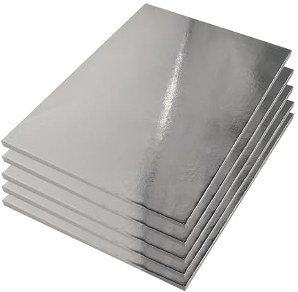 Plat à gâteau rectangulaire stable pour cake drum - 40 x 30 cm - Hauteur : 1,2 cm - Pour le transport de tartes - Réutilisable et stable - Argenté