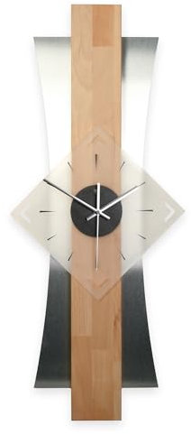 Kreative Feder Designer-WANDUHR aus hochwertigem Buchenholz mit modernem Metallic-Look (Buche, leises Quarzuhrwerk)