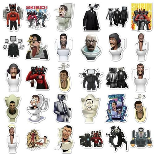 Skibidi Aufkleber für WC, Mann und Überwachungsmann, Kampfauto, Sound-Kamera, Mann, Vinyl-Aufkleber, Computer-Aufkleber, 30 cm (A, 1 Stück)