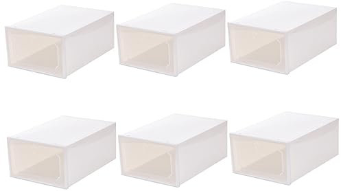 DIKACA 6st Transparenter Schuhkarton Zur Aufbewahrung Schubladen Zur Aufbewahrung Von Papier Aufbewahrungsboxen Aus Pappe Schuhkartons Stapelbar Plastikschuhe Staubdicht Muschelschale