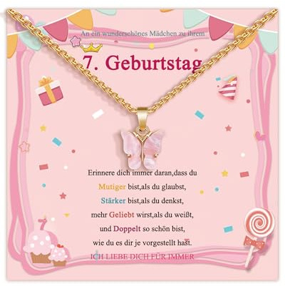 SUNSH 6./7./8./9./10. Geburtstagsgeschenke für Mädchen, Halskette Damen, Geschenk Mädchen 6 7 8 9 10 Jahre, Schmetterling Kette für Tochter Enkel Nichte Freundin Schwestern Teen