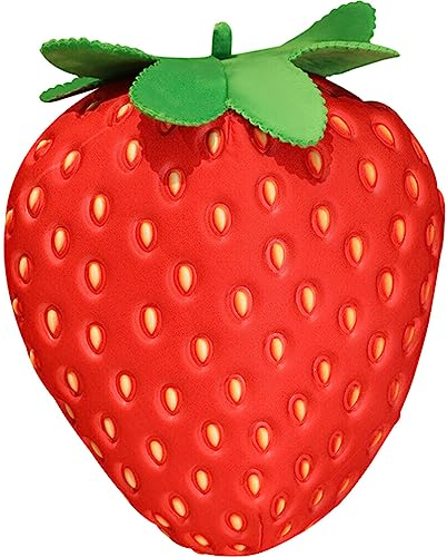 Amosfun Strawberry Pillow Strawberry Stuffed Plush Toy Fruit Stuffed Plushies Soft Hugging Cushion Seat Vegetables Plush Toy for Kids 35cm