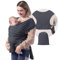 SKY & ZEN Tragetuch Baby Neugeborene - Babytragetuch ohne binden, Babytrage ab Geburt bis 15 Kilo, elastisches Tragetuch mit Vordertasche in Anthrazitgrau