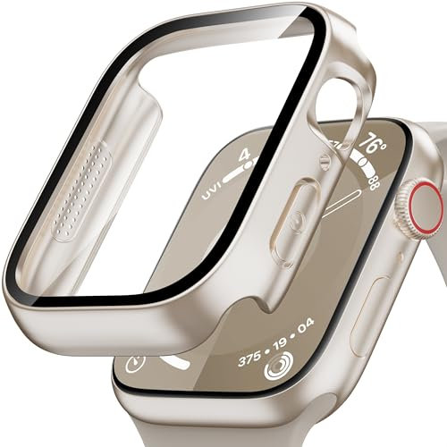 Kedoushi Compatible con Apple Watch, funda impermeable con protector de pantalla Series 9/8/7 41 mm, funda protectora integral HD, ultrafina, para iWatch, 41 mm, luz de estrellas