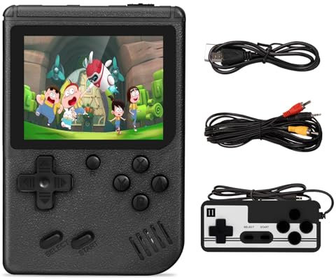 Handheld Game Console Boy with 500 F-C Classic Games, Mini Retro Games Player, Rechargeable Battery 3-Inch Color Screen Portable FC Handheld Games for Lovers Adults Kids Boys