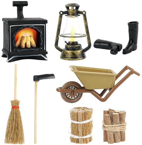 9 Piezas Accesorios en Miniatura de Casa Muñecas, Chimenea en Miniatura de Navidad, Miniaturas para Casa de Muñecas de Navidad, Herramientas de Muñecas Decoración Bricolaje