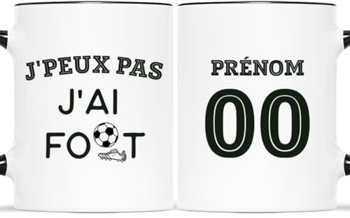 𝗖𝗔𝗗𝗘𝗔𝗨 𝗣𝗟𝗨𝗦 Mug Personnalisé Prénom - J'Peux Pas J'Ai Foot - Cadeau Sportif Prénom, idée Cadeau Fan De Foot, Cadeau Foot Homme, Tasse Personnalisée Foot, Mug Football, Tasse Soccer
