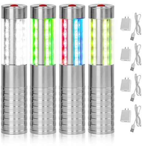 4 Pieces Bottle Service Lights, Rechargeable Bottle Sparklers, Reusable Bottle Girl Lights, Champagne Bottle Service Sparklers for Bar Nightclub Concert Birthday Wedding Party