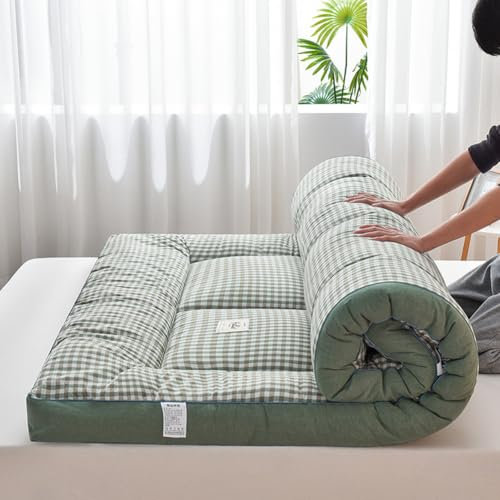 Japanische Futon-Matratze, Bodenmatratze, Klappmatratze, Tatami-Matratze, tragbare Camping-Matratze, leicht zu verstauen, atmungsaktiver Stoff für Couch-Matratze (Grün, 200 x 220 cm)