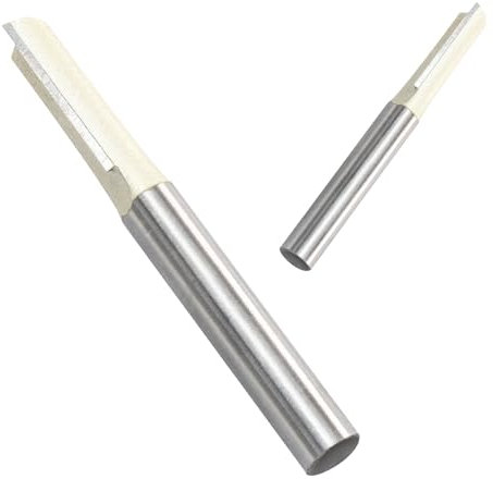 LifCratms 2 Pcs 1/4 Shank, Double Flute Straight Router Bit, 1/4 Cutting Dia, Plunge Router Bit for Hard Plastic Plunging, Woodworking