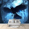 Vlies Fototapete Deko Fliegender Vogel mit Glitzer Panel Fototapete Blau Schwarz Tapetenrolle Mustertapete Wandtapete modern design Dekoration - 200 x 140 cm