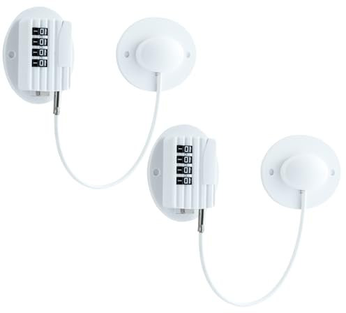 GCRQ Kühlschrank Schloss mit Code für Kinder, Schrankschloss mit 4-stelligem Passwort, Geeignet für Kühlschränke, Waschmaschinen, Schränke, Kleiderschränke, Toiletten, Weinkühler. (2 Stk Weiß)