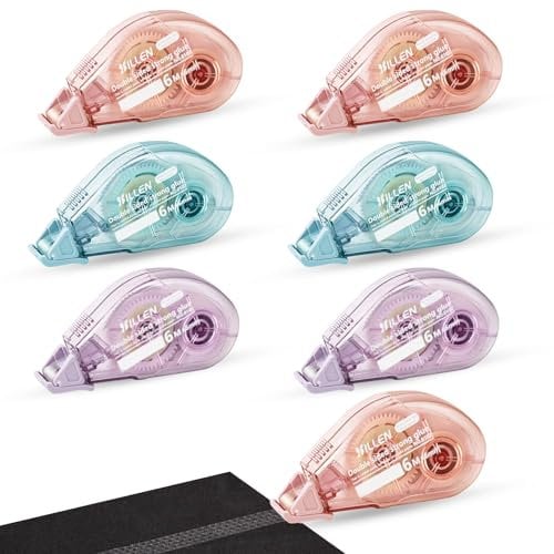 Doppelseitiges Klebeband [6 Rollen] 6m×6mm Kleberoller Set - Selbstklebender Fotokleber für Basteln/Scrapbooking - Kompatibel mit Kleberoller Maus (Rückstandsfrei & Hautverträglich)