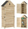 Outsunny Gartenschrank Holz, wasserdicht Geräteschuppen 80 x 49 x 170 cm, wetterfest Gerätehaus mit Tür, Satteldach, Ablagen, Geräteschrank, Werkzeugschrank Gartenschuppen für Garten, Rasen, Naturholz