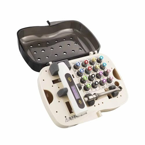 Kit de restauración de implantes dentales, llave dinamométrica eléctrica con kit de accionamiento de 16 piezas para compatibilidad universal, autoclave para mayor fiabilidad