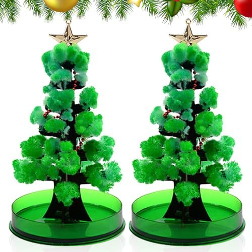 Mini Weihnachtsbaum, 2 Stück Wachsender Magischer Weihnachtsbaum, DIY Kristall Züchtungs Set, Weihnachtsbaum Klein, Wissenschafts Kits Spielzeuge, Magischer Papier Baum, Lernanleitung für Kinder (A)