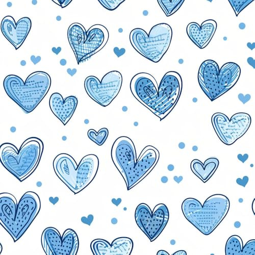 JIAOQSS Removable Wallpaper Blue Heart Love Stick on Wallpaper for Living Room Bedroom Vinyl Wrap for Furniture Removable