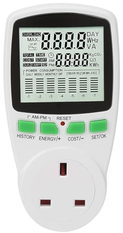 Energy Monitor Smart Power Meter Plug 0-16A Intelligent Electricity Usage Monitor Home Office Grey