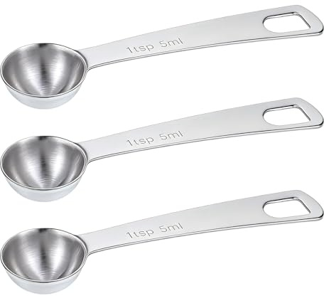 Thinp 3 Pcs Stainless Steel Measuring Spoons, TSP Measuring Spoon (5ml | 1 TSP | 1/3 Tablespoon) Teaspoons Kitchen Gadgets for Cooking Baking Precise Measurement, Easy to Use & Wash